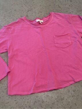 Chelsea & Violet Bright Pink Long-Sleeve Pocket Tee